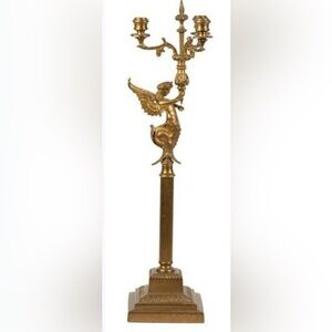 Brass French Empire Style Gilt Candelabra Siren‎
